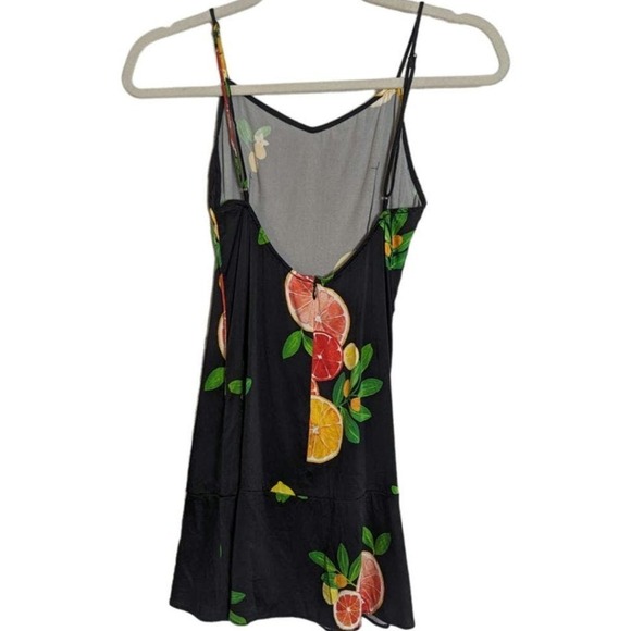 LPA XS Black Citrus Fruit Novelty Print Silk Blend Sleeveless Mini Dress - Picture 5 of 7